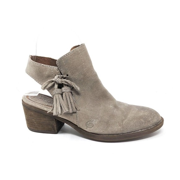 Born Shoes Womens 6.5 Boots Monikah Gray Leather Ankle Zip Booties Boho Western - Picture 2 of 9